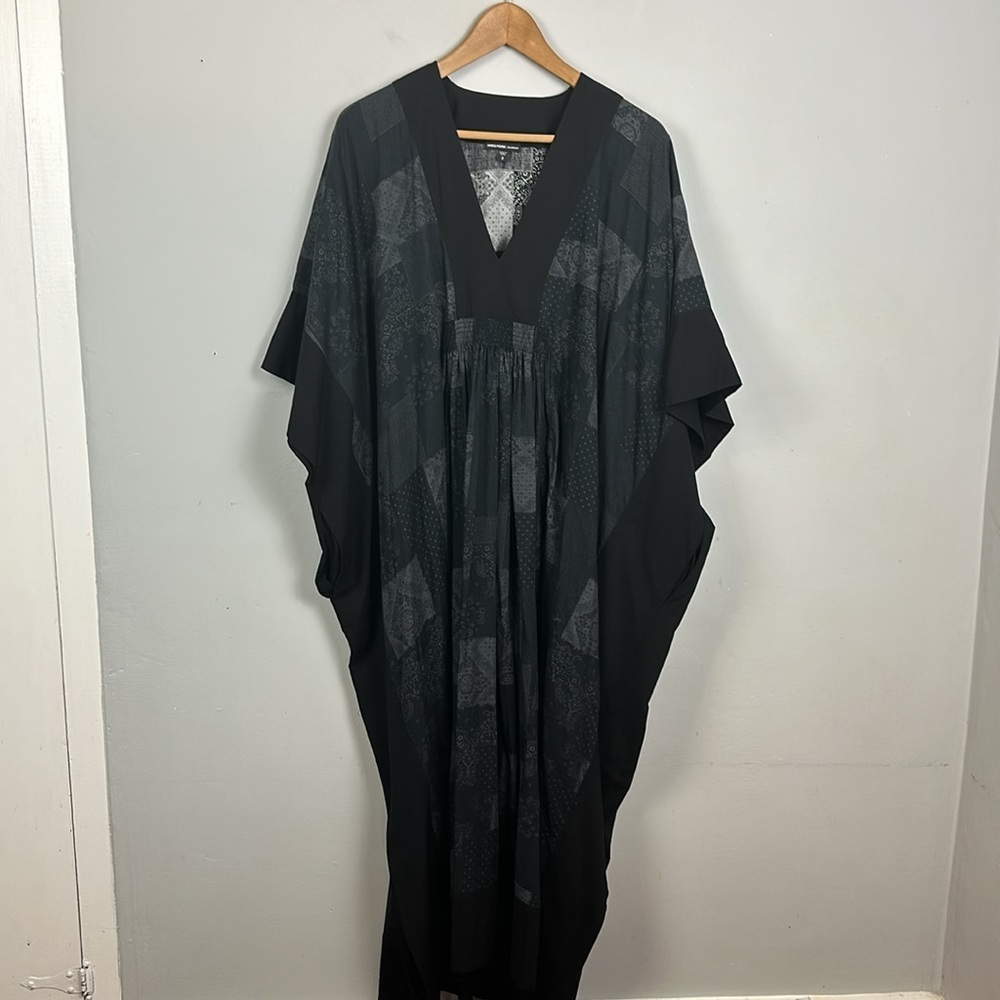 James Perse Black Patterned Oversized V-Neck Maxi Coverup - Picture 7 of 13